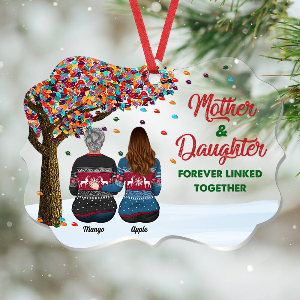 Personalized Mom Grandma Tree Daughters Acrylic Benelux Ornament, Customized Holiday Ornament CHI-YEN