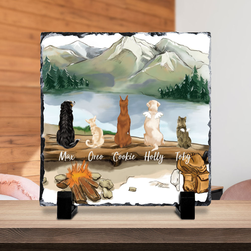 They still talk about you conversation, Pet Memorial Mountain Slate Photo, Dog Cat Loss Gifts - Jonxifon