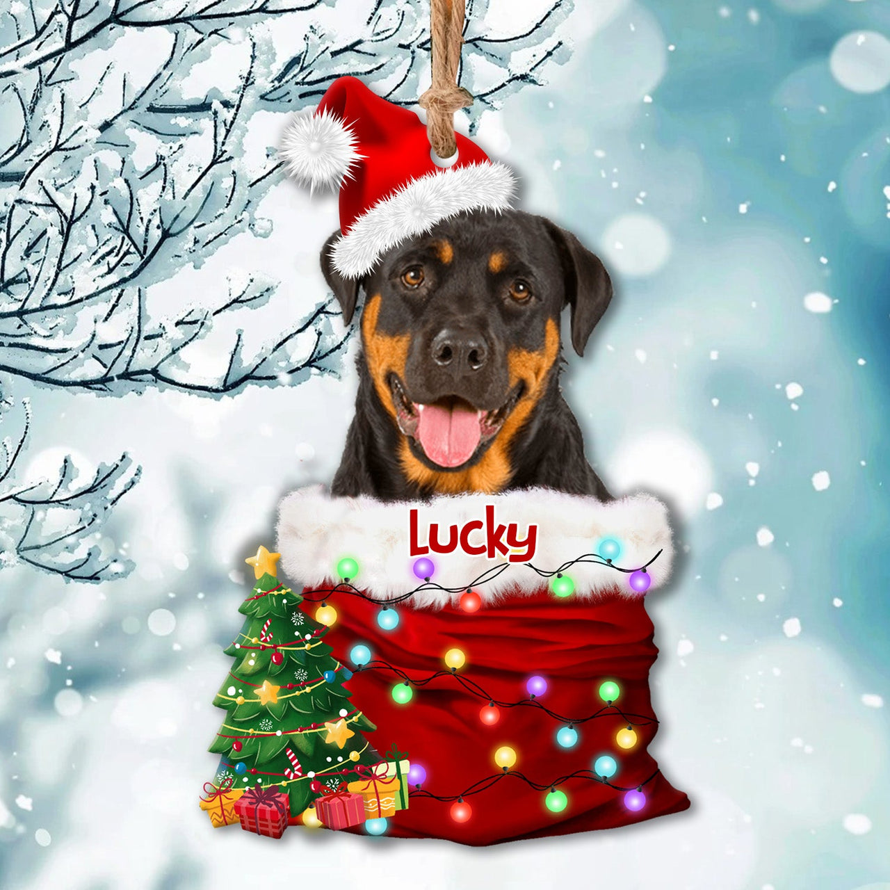 Personalized Upload Photo Dog Christmas Santa Acrylic Ornament, Customized Holiday Ornament JonxiFon