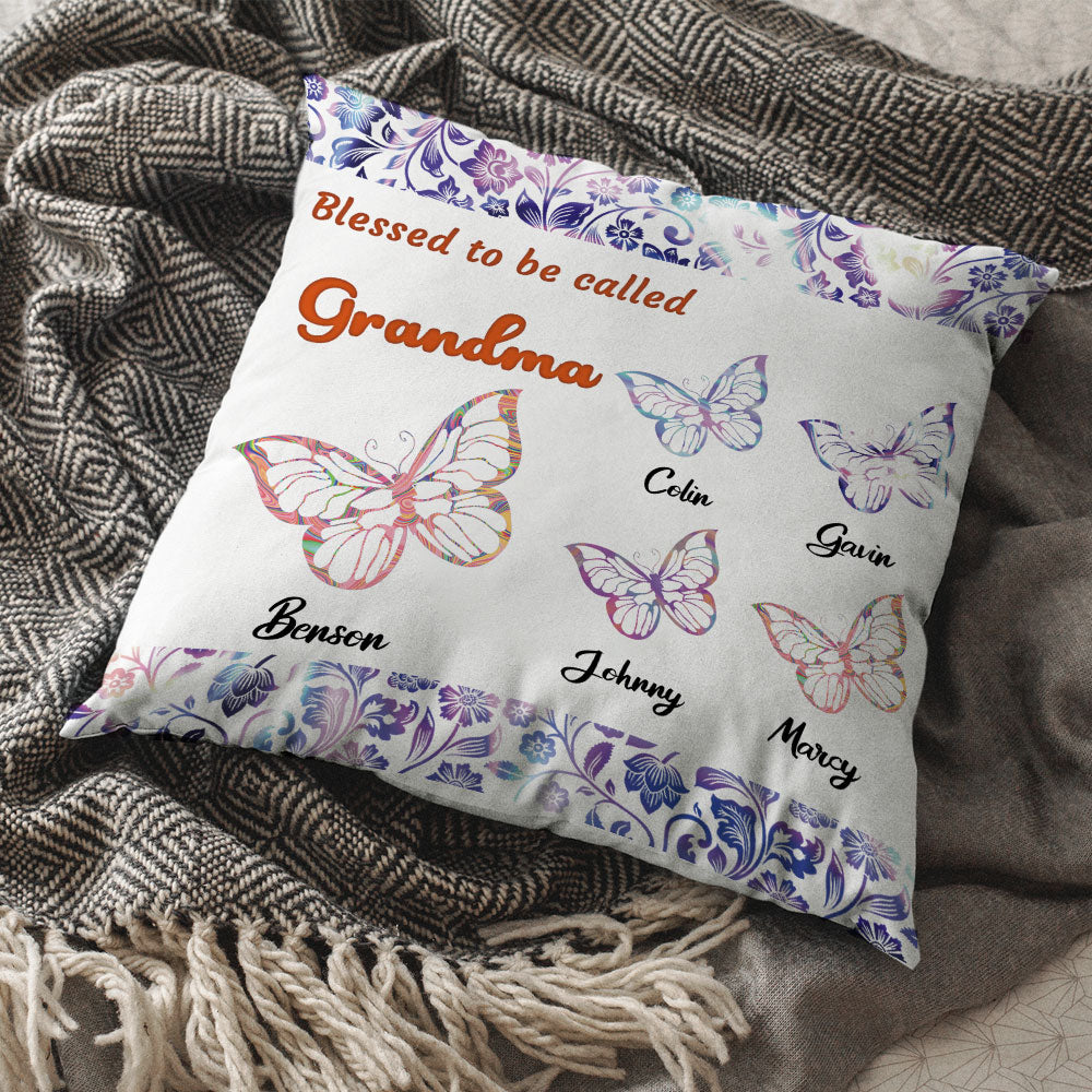 Blessed To Be Called Grandma Butterflies Personalized Pillow - Jonxifon