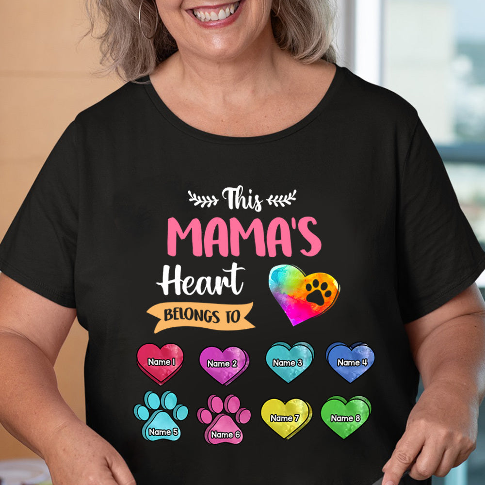 Personalized Dog Cat Mom Grandma Heart Belongs To T-shirt, Gift For Pet Lovers CustomCat