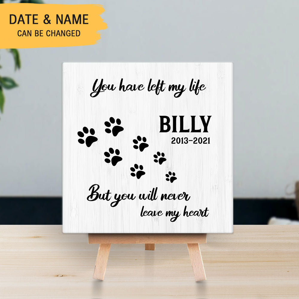 Personalized Pet Memorial Square Stone Album-Dog Cat Loss Gifts-You Will Never Leave My Heart - Jonxifon