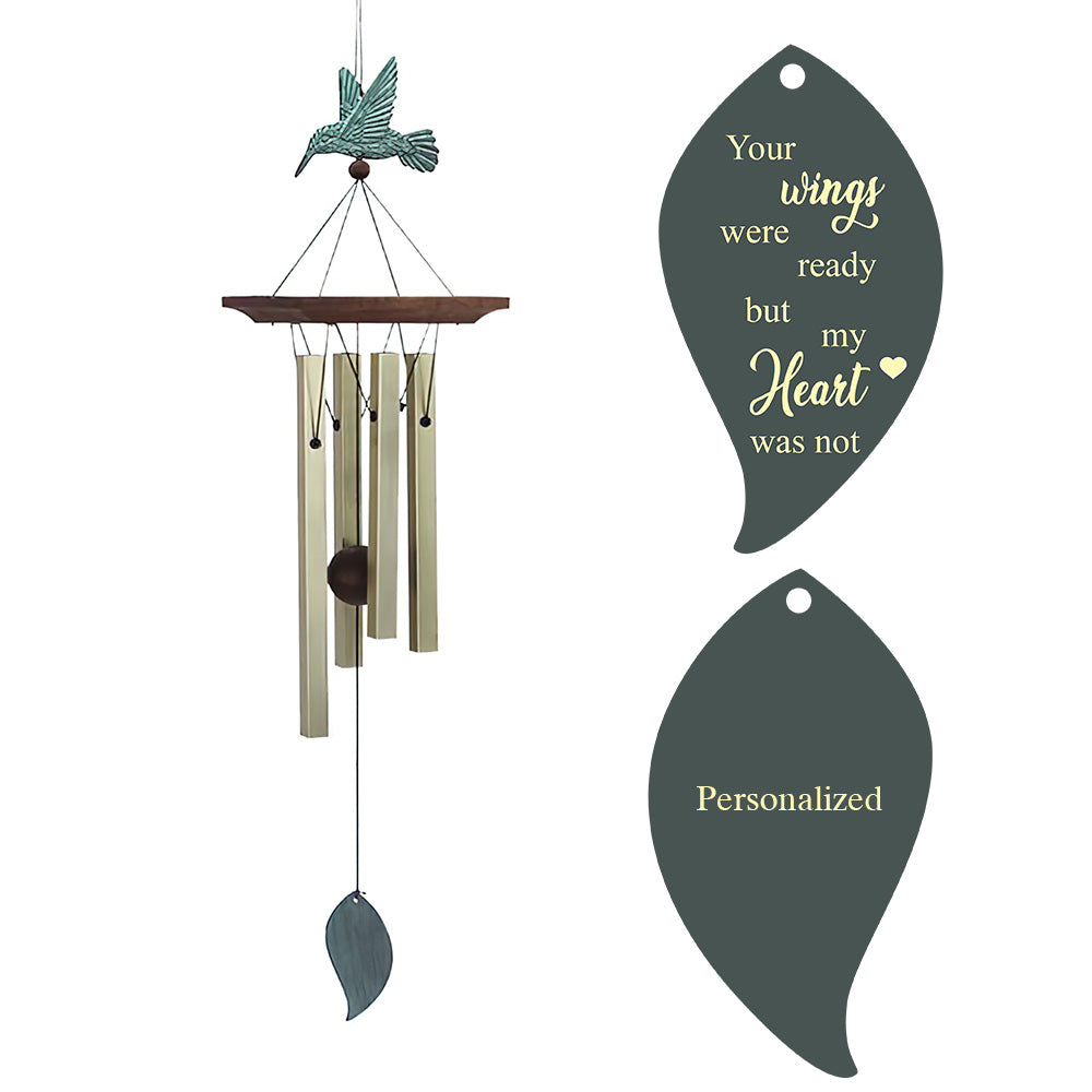 Personalized Memorial Hummingbird/Butterfly/Dragonfly Wind Chimes, 4 Bronze Tunes Zita Yen