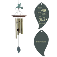 Thumbnail for Personalized Memorial Hummingbird/Butterfly/Dragonfly Wind Chimes, 4 Bronze Tunes Zita Yen