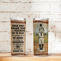 Thumbnail for Personalized Baseball Dad And Child Thank You Dad - Personalized Skinny Tumbler, Gift for Dad, Father's day