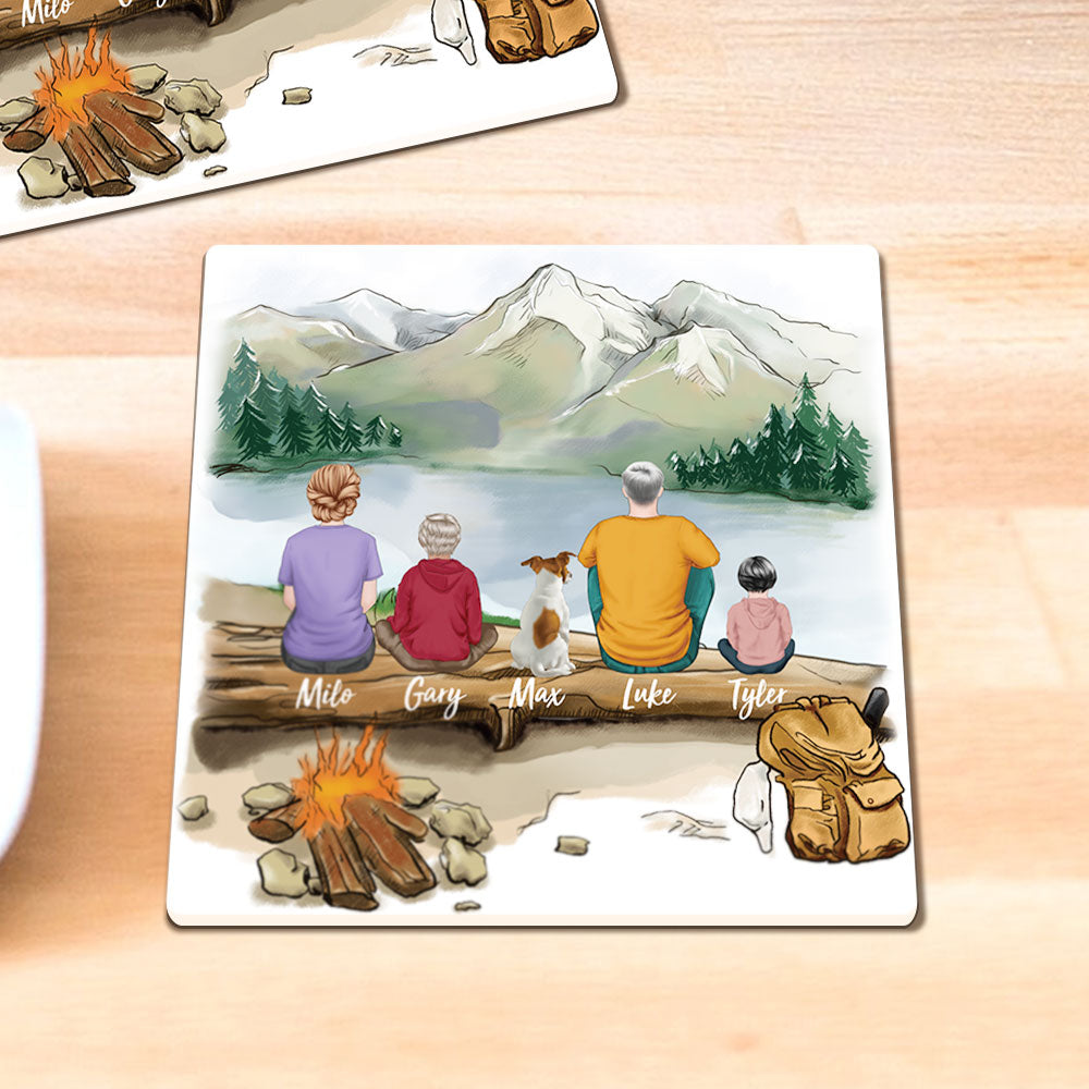 Family Square Stone Coasters Gifts For The Whole Family - Hiking - Jonxifon