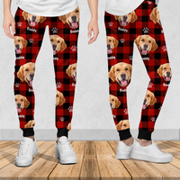 Thumbnail for Pet Photo With Name Multicolor Buffalo Plaid Sweatpants, Custom Gift For Men and Women Dung- Yen