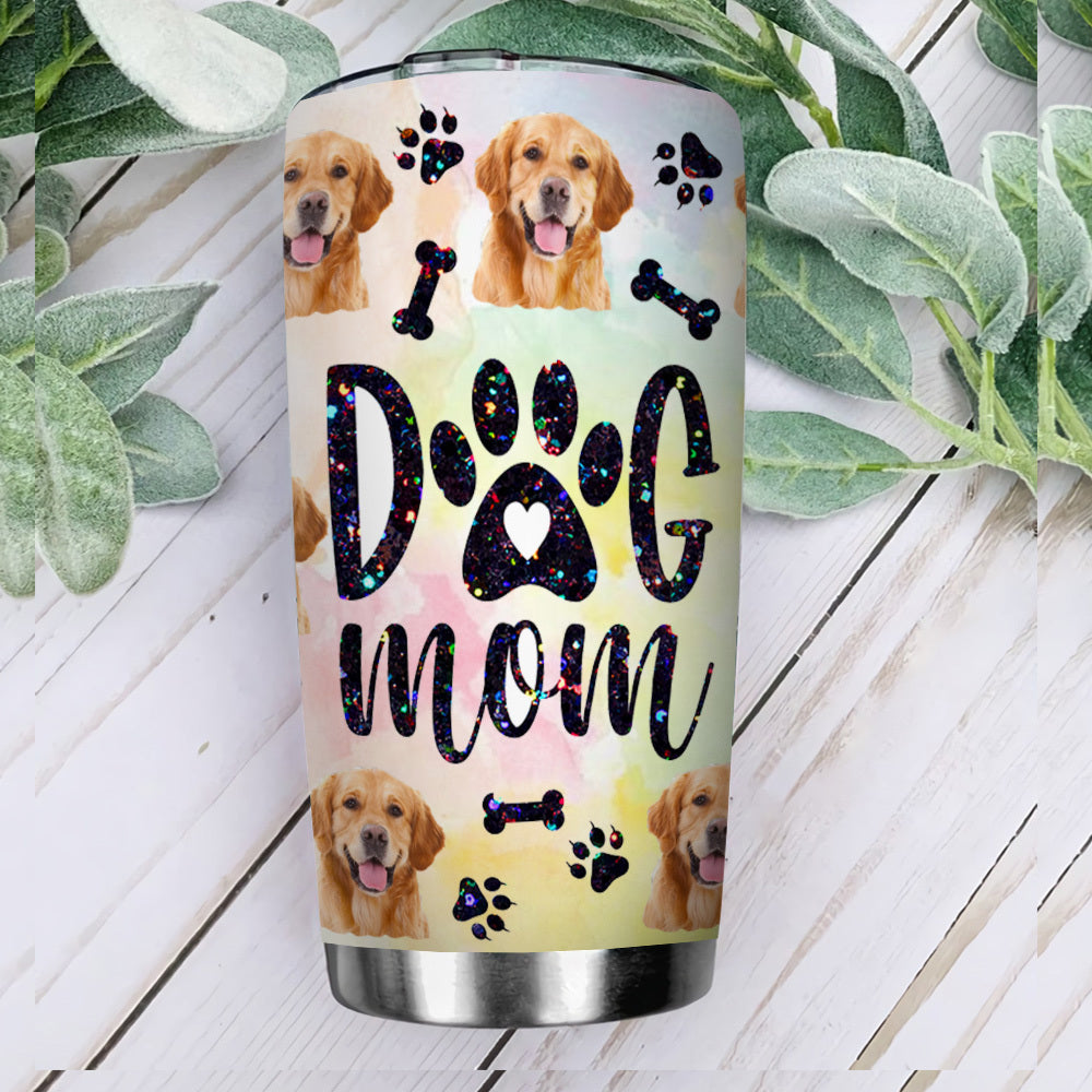 Glitter Dog Mom With Photos Tumbler, Dog Lover Gift YHN-YEN