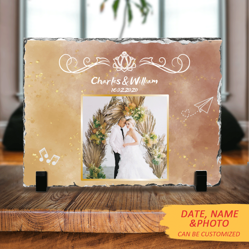 Wedding Couple Blessed Slate Photo - Memorial Photo Gift For Couple - Jonxifon