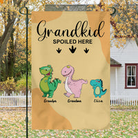 Thumbnail for Grandkids Spoiled Here- Funny Personalized Garden Dinosaur Flag - Jonxifon