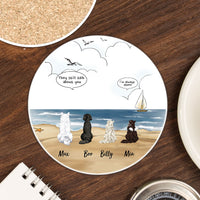 Thumbnail for Personalized Pet Memorial Circle Stone Coasters-Dog Cat Loss Gifts-Pet Bereavement Gift-DOG & CAT-Beach - Jonxifon