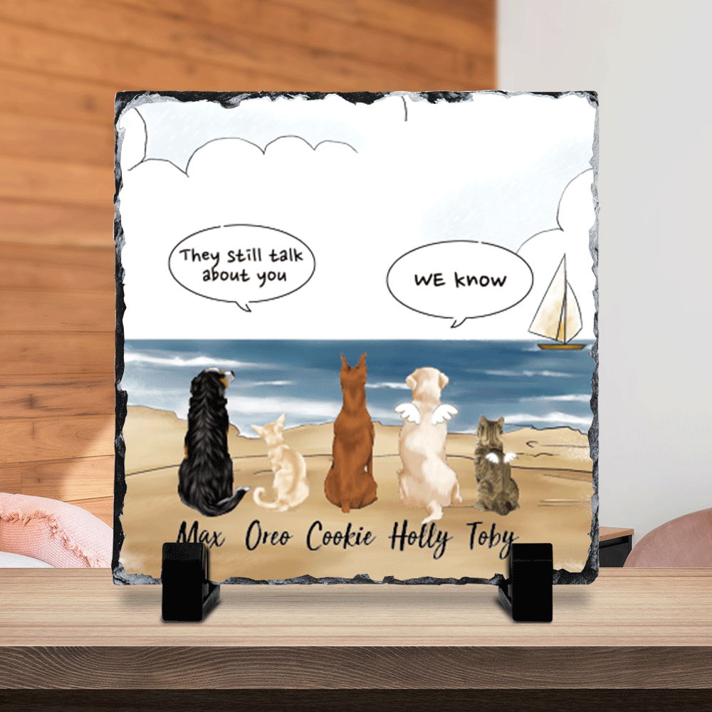 They still talk about you conversation,  Pet Memorial Beach Slate Photo, Dog Cat Loss Gifts - Jonxifon