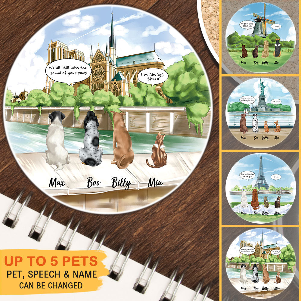 Personalized Pet Memorial Circle Stone Coasters-Dog Cat Loss Gifts-Pet Bereavement Gift-DOG & CAT-Notre-Dame de Paris - Jonxifon