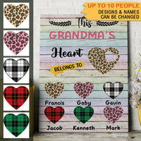 Thumbnail for This Grandma's Heart Belongs To Personalized Canvas, Family Gift For Grandma - Jonxifon