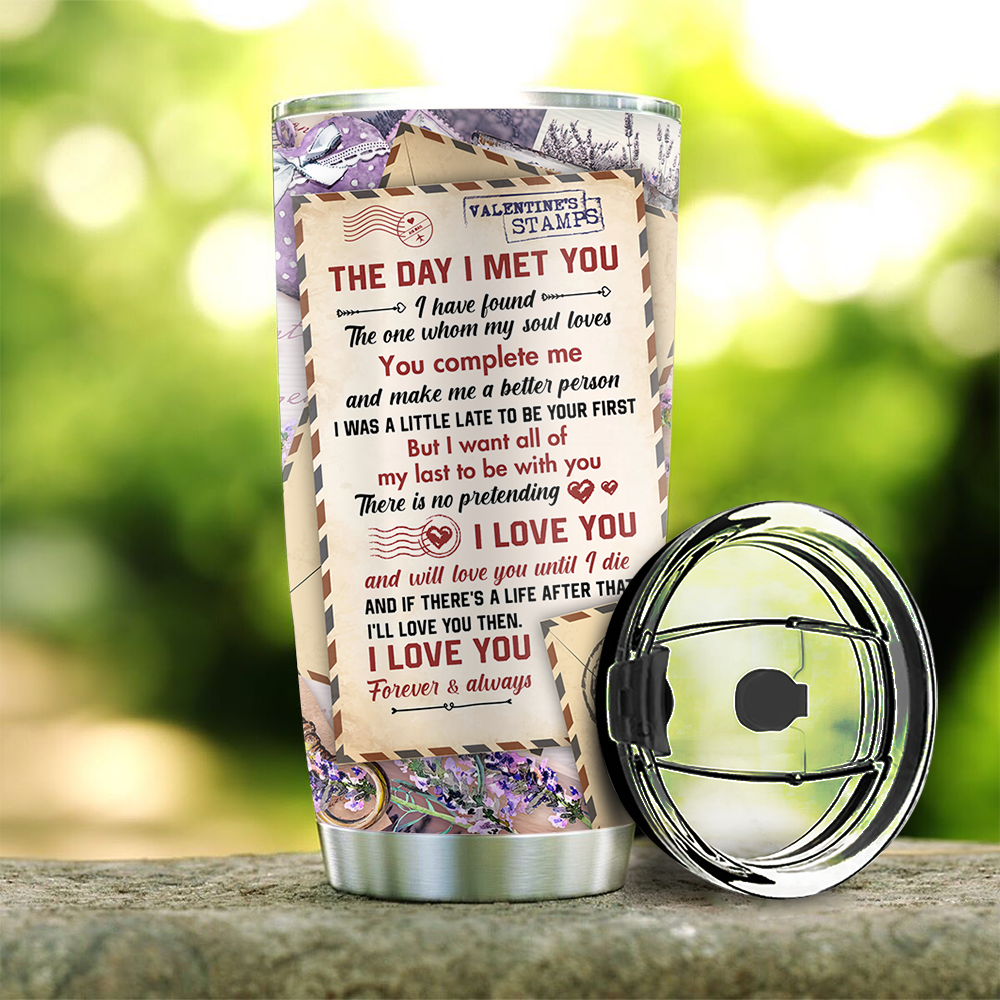 Personalized Hand In Hand Vintage Love Letter Couple Tumbler, Valentine's Day Gift CHI-YEN