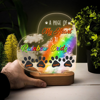 Thumbnail for Custom A Piece Of My Heart Dog Cat Lamp With Wooden Oval Stand, Memorial Gift