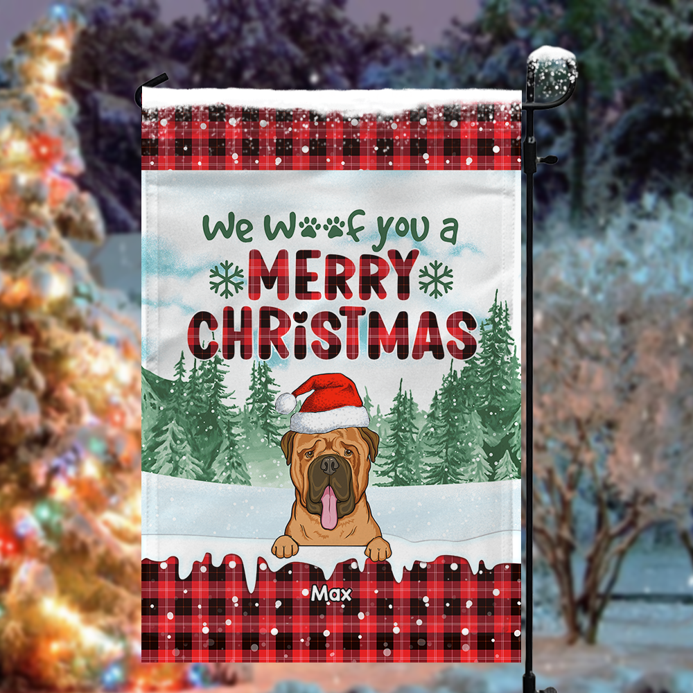 Personalized Christmas Pattern We Woof You Dog Flag, House Decor CHI-YEN