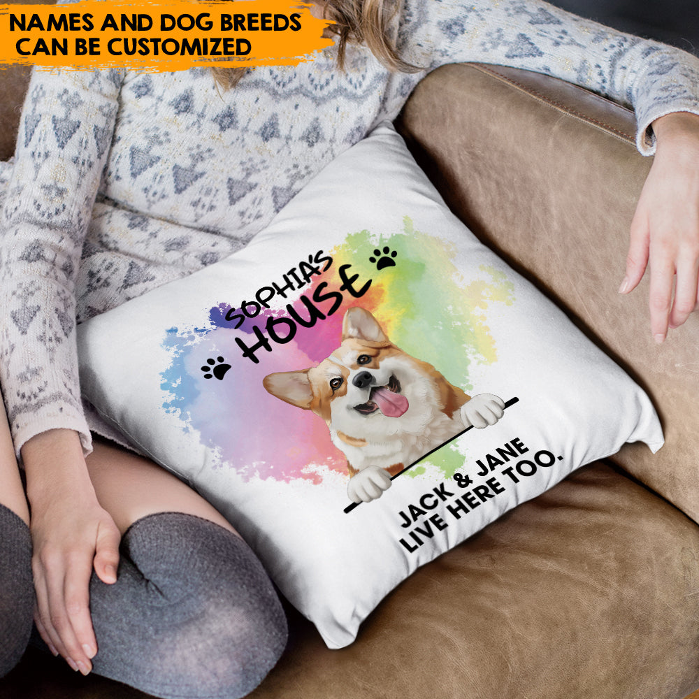 Lives Here Too - Personalized Pillow, Dog Lovers Gift