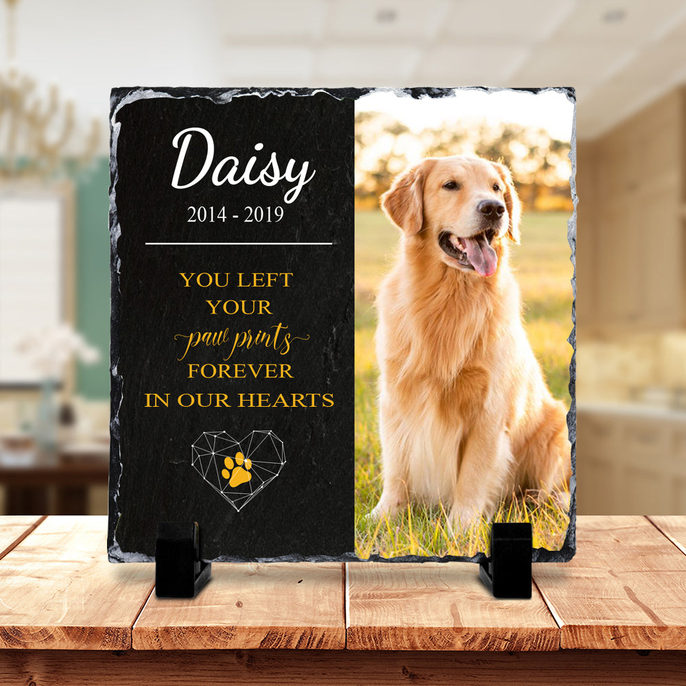 Pet Memorial Stone with Photo - Square Slate Photo