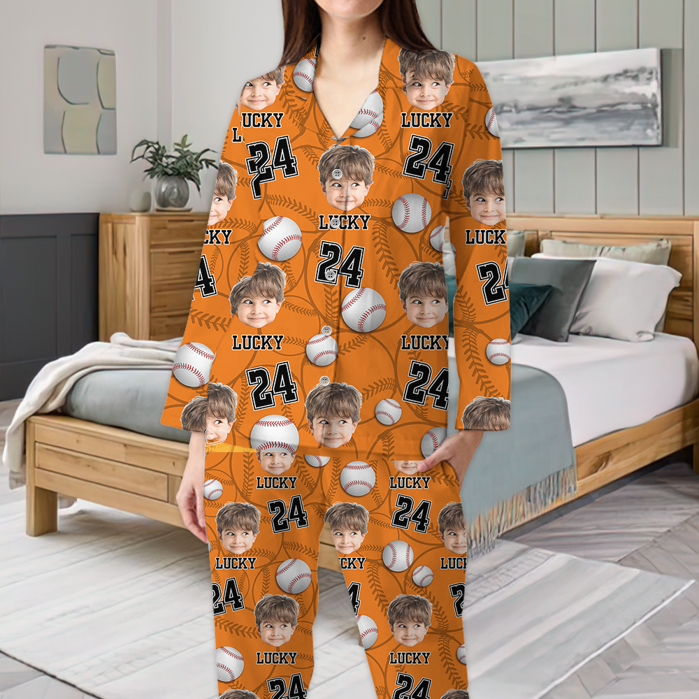 Personalized Upload Photo Custom Face Baseball Sport Pajamas, Gift For Baseball Lover CHI-YEN