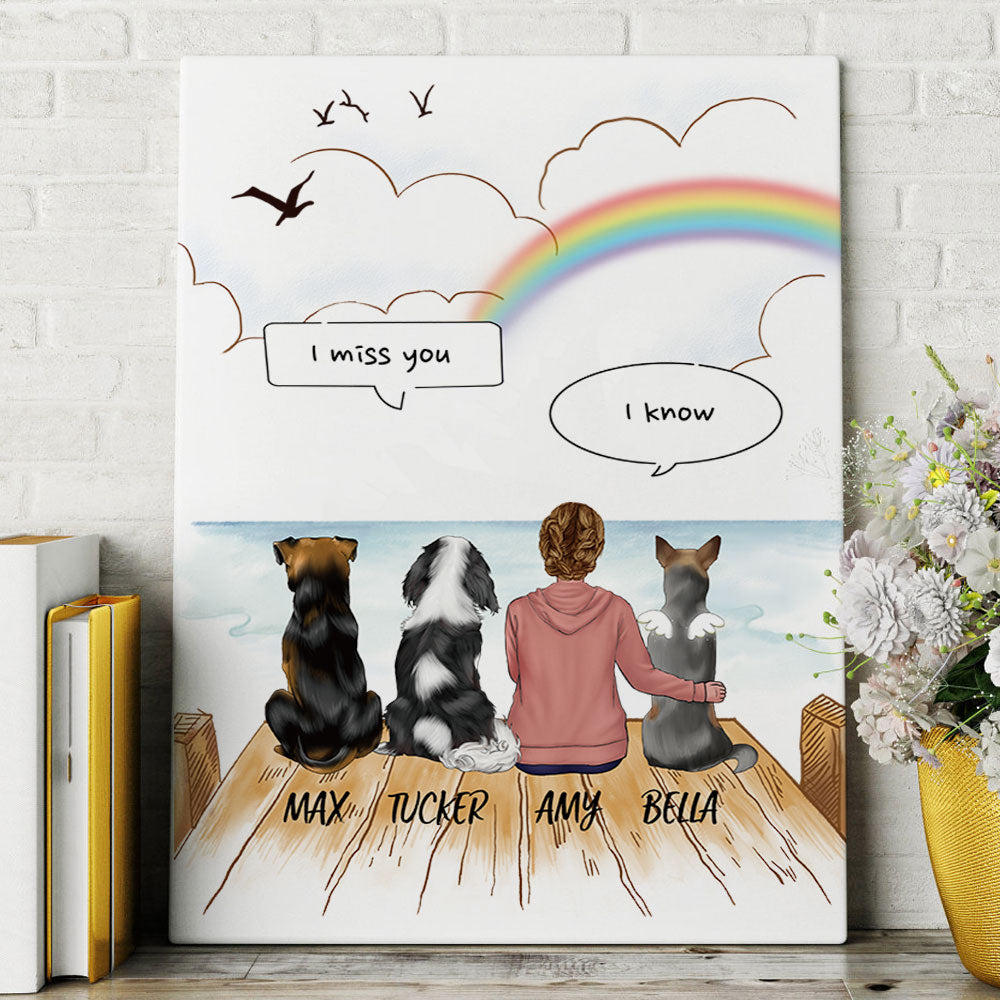 I Miss You Conversation - Wooden Dock Canvas Print Memorial Gifts For Dog Lovers - Jonxifon