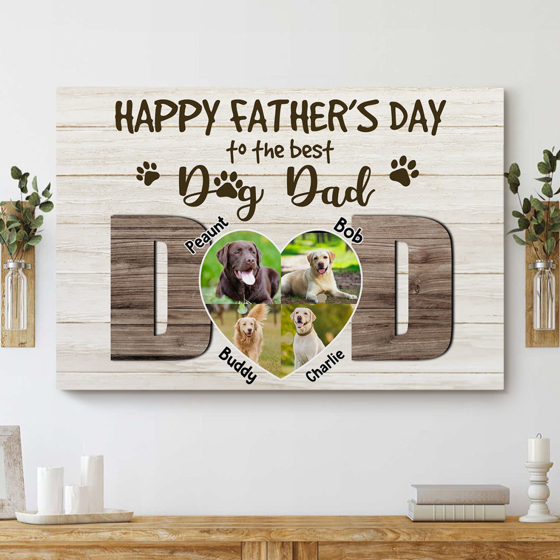 Thank you Dog Dad - Personalized Pet Photo Canvas