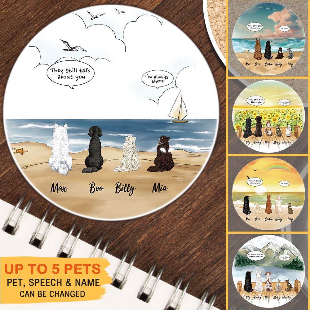 Personalized Pet Memorial Circle Stone Coasters-Dog Cat Loss Gifts-Pet Bereavement Gift-DOG & CAT-Beach - Jonxifon