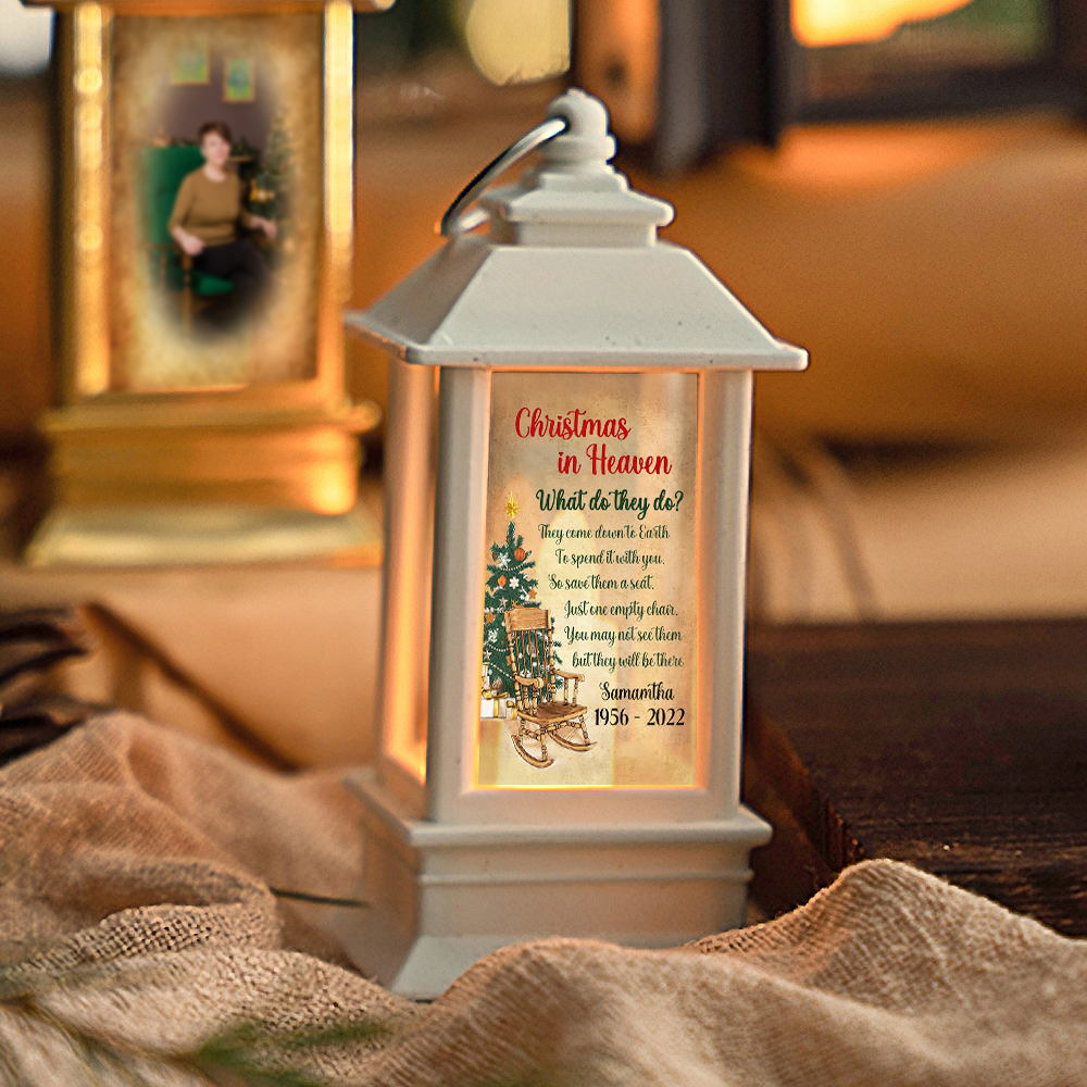 Custom Christmas In Heaven Photo Memorial Lantern, Sympathy Gift YHN-YEN