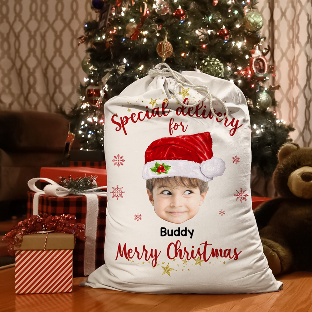 Personalized  Special Delivery Face Photo Family Christmas Bag, Christmas Gift Dung-Yen