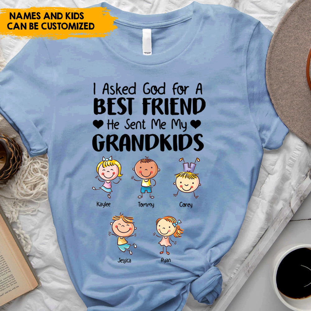 God Sent Me My Grandkids, Mother's Day Gift - Personalized T-Shirt