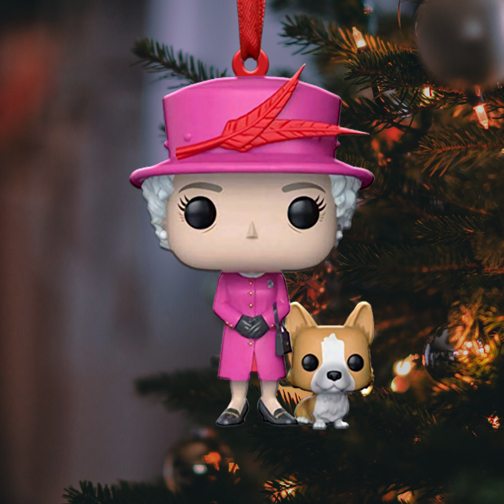 Queen Elizabeth II with Corgi - Christmas Ornament JonxiFon