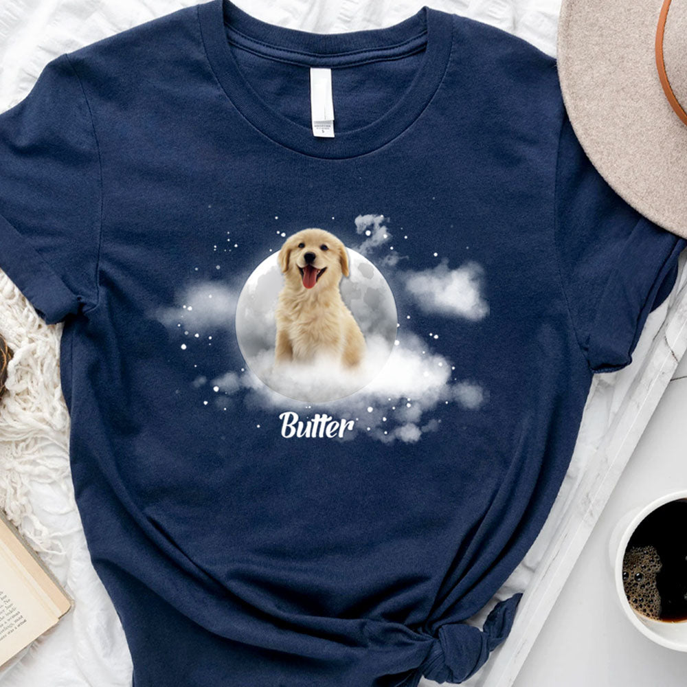 Custom Photo Dog Moon Dog T-shirt, Dog Lover Gift