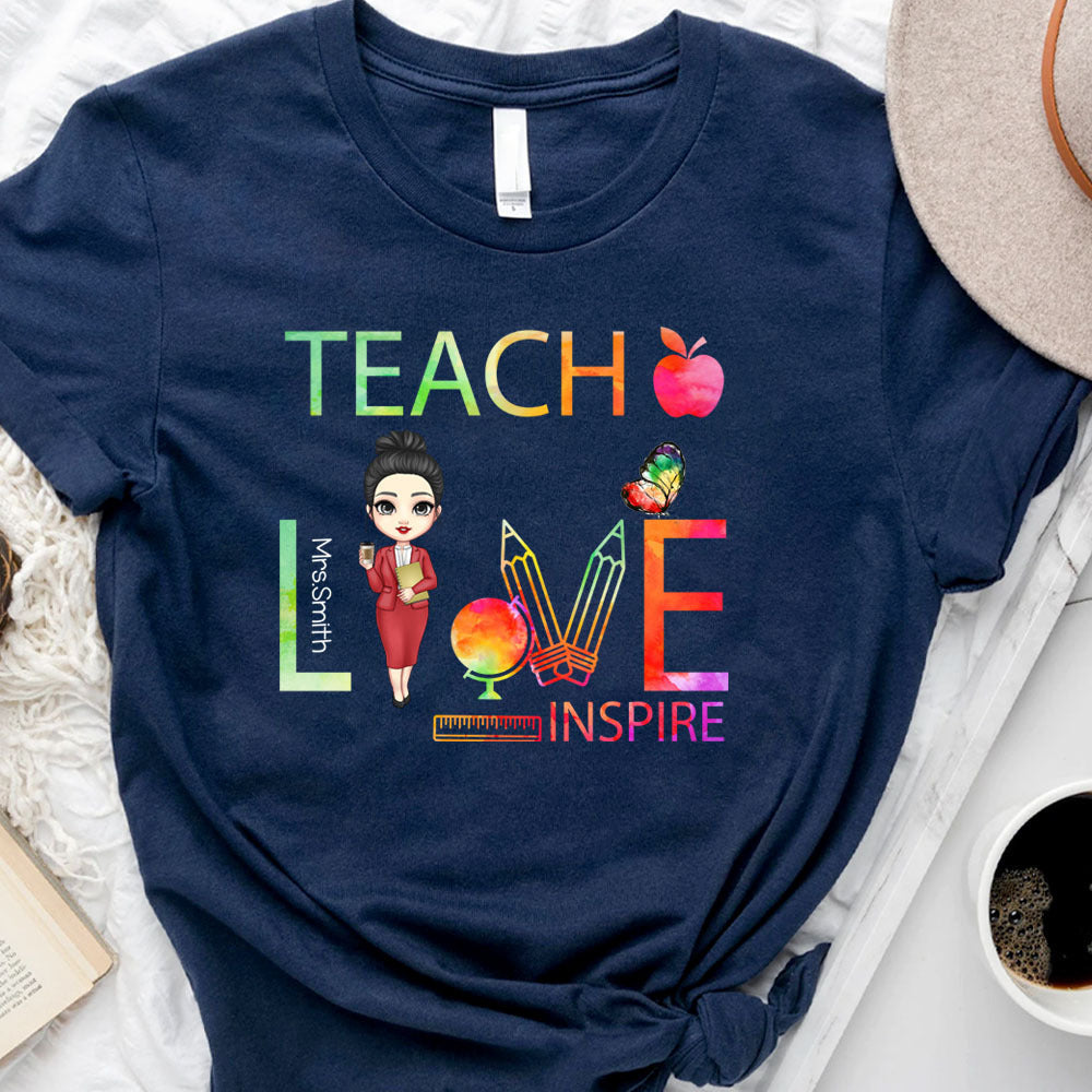 Teach Love Inspire Teacher Tshirt, Custom Gift for Back To School 2022