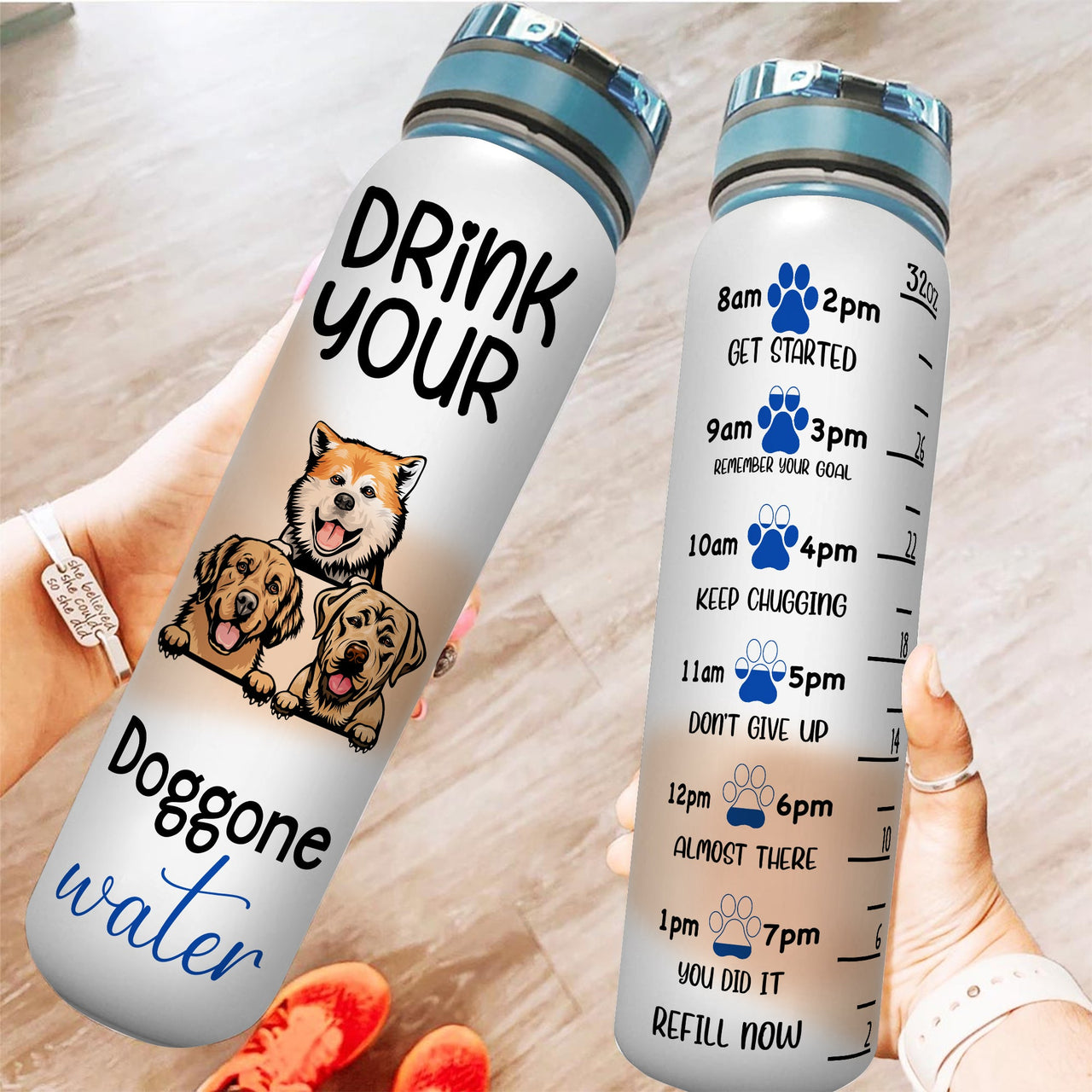 DRINK YOUR DOGGONE WATER - Custom Water Tracker Bottle