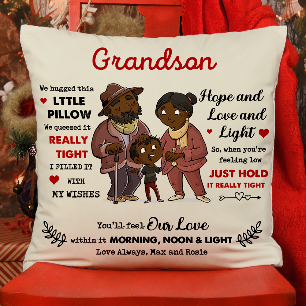 To My Grandson Granddaughter From Grandma Grandpa Pillow, Gift For Family Member