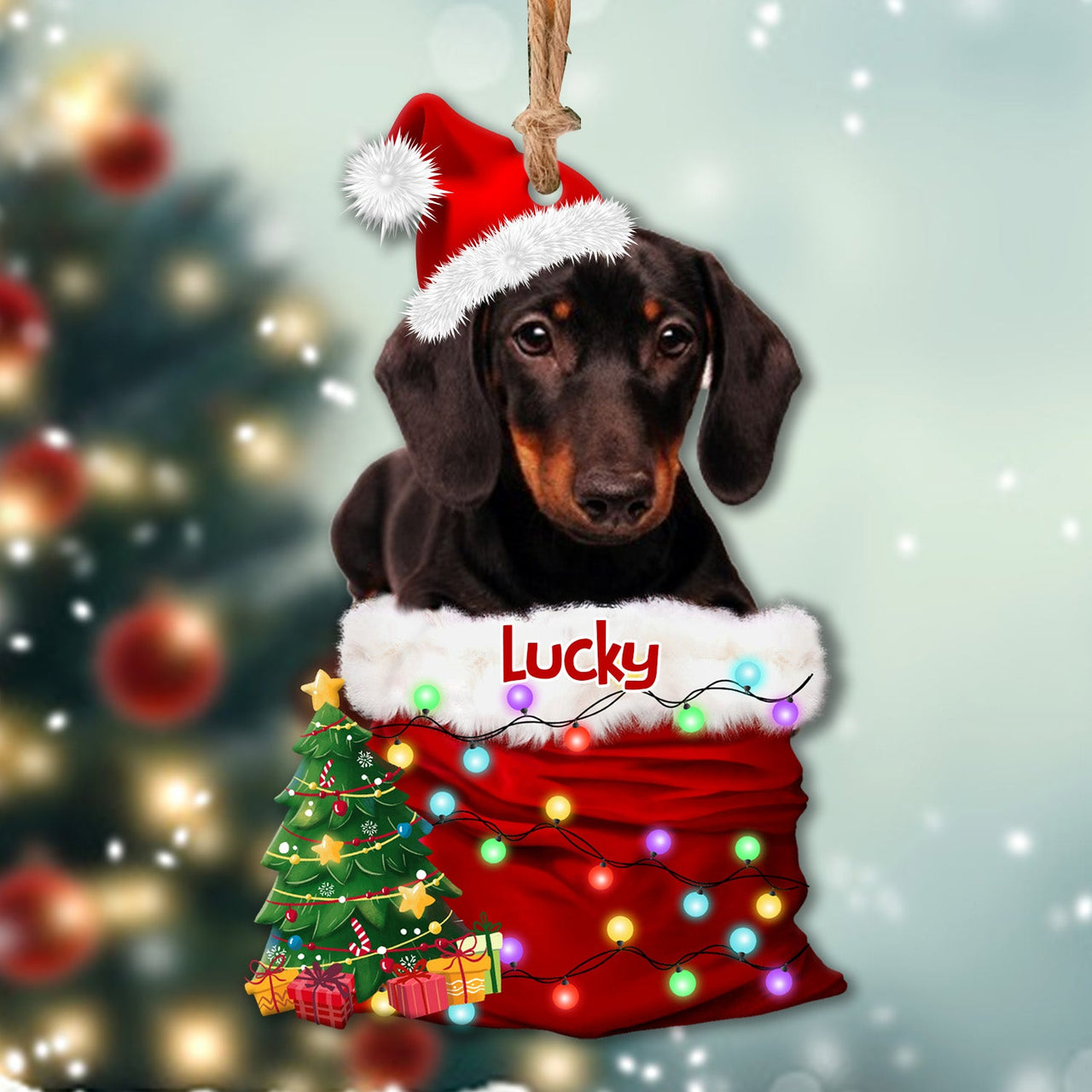 Personalized Upload Photo Dog Christmas Santa Acrylic Ornament, Customized Holiday Ornament JonxiFon