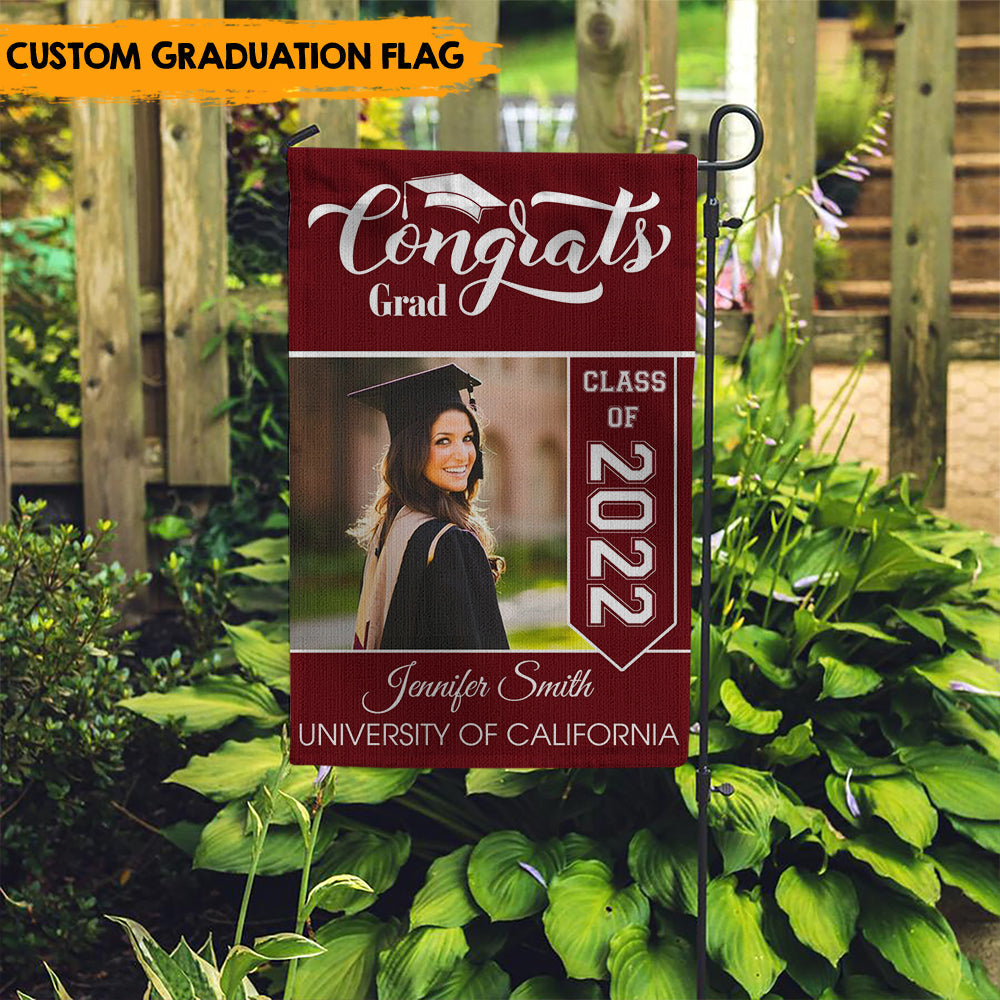 Graduation Flag Congrats Grad - Customized Garden Flag, Graduation Gift