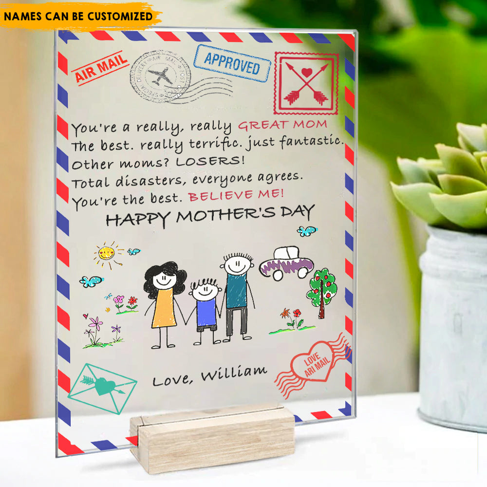 Dear Mommy Air Mail - Personalized Acrylic Plaque, Mother's Day Gift