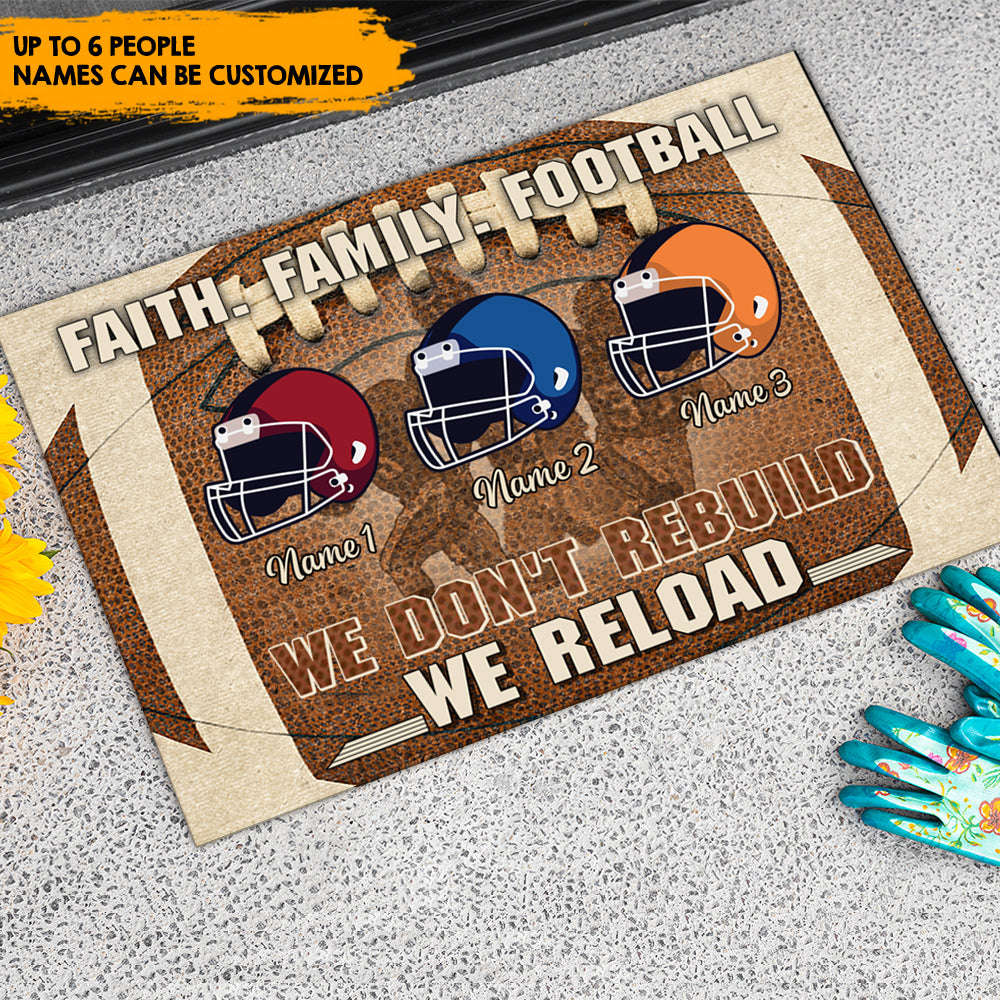 Faith Football Family - Personalized Family Football Doormat