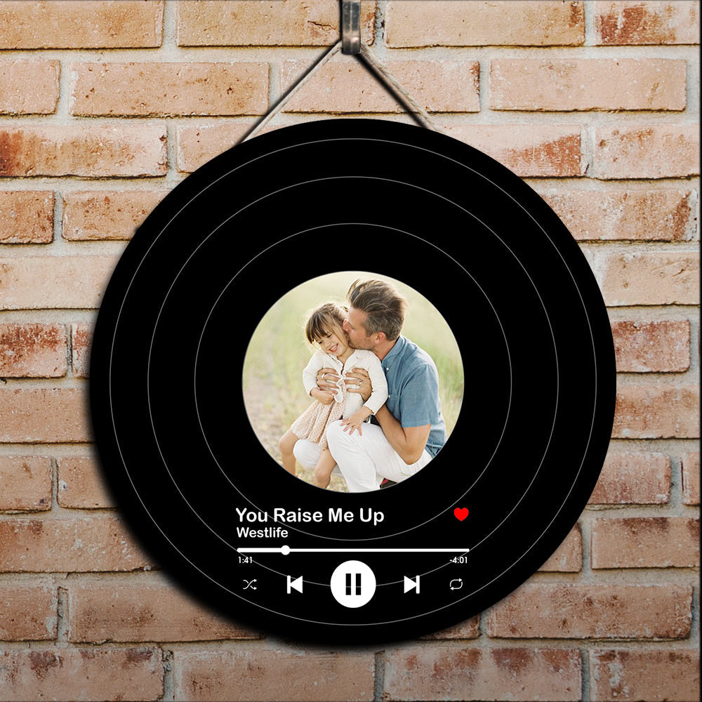 Father's day Personalized Record - Personalized Round Wooden Door