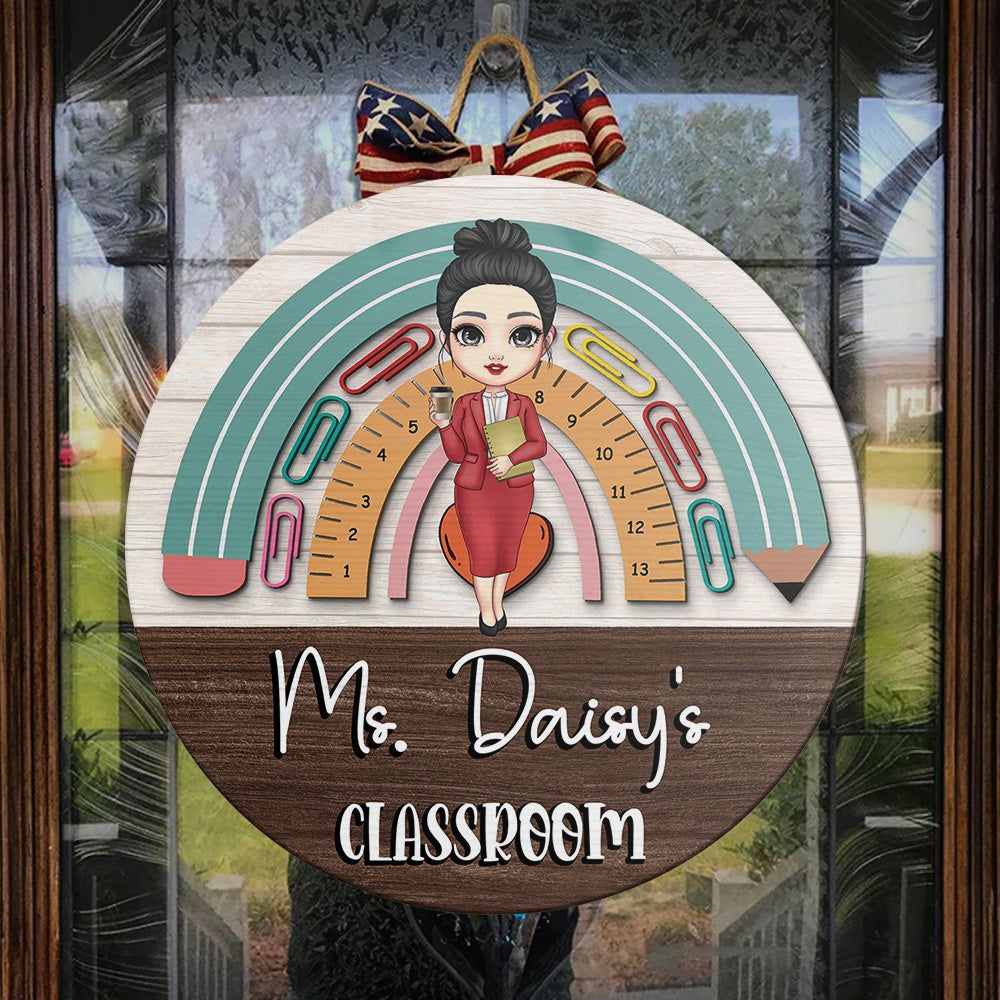 Personalized Rainbown Teacher Wood Sign, DIY Gift For Back To School Dung-Yen