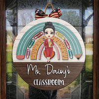 Thumbnail for Personalized Rainbown Teacher Wood Sign, DIY Gift For Back To School Dung-Yen