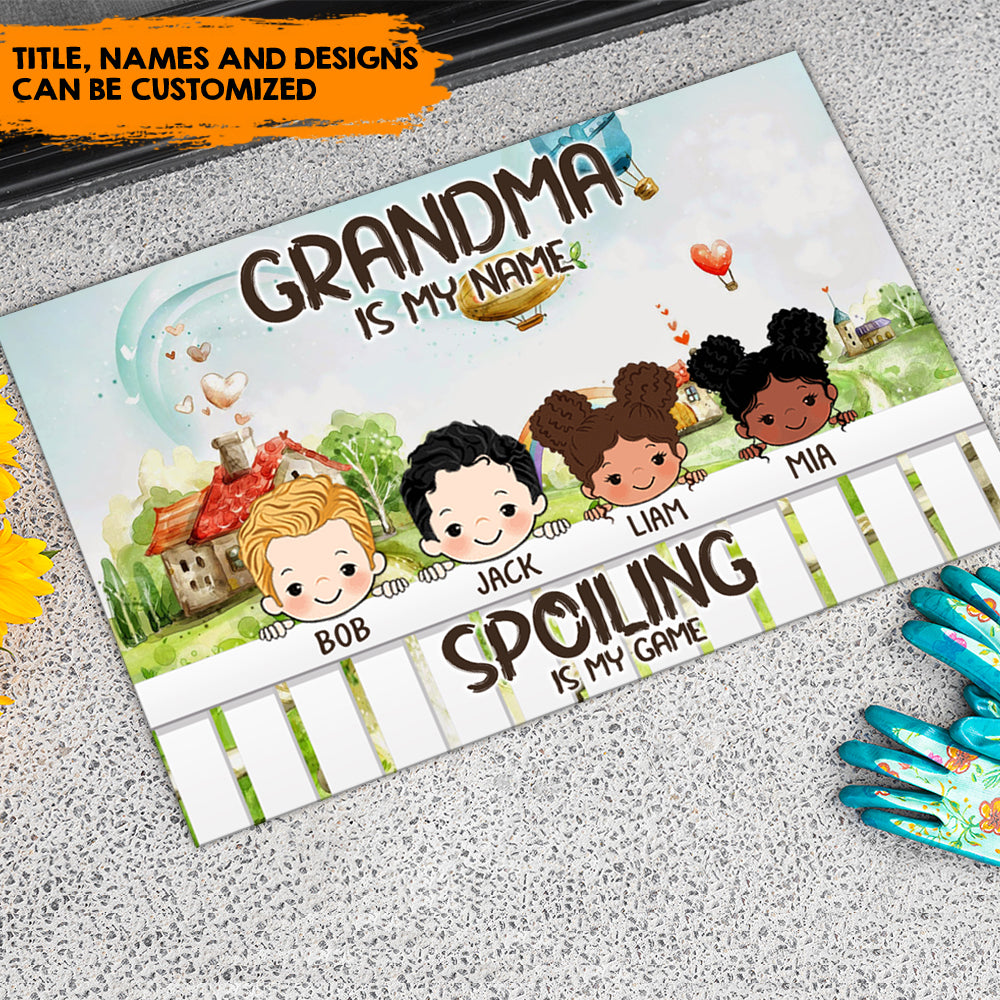 Grandkids Spoiled Here, Gift For Mother's Day, Grandma - Customized Doormat