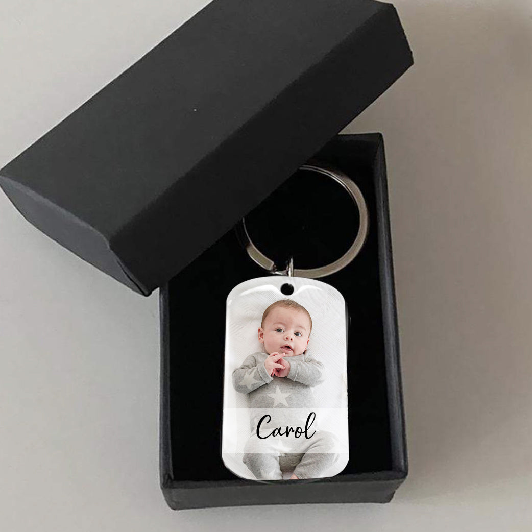 This baby is made with love Photo Metal Keychain, Gift for new mom new dad