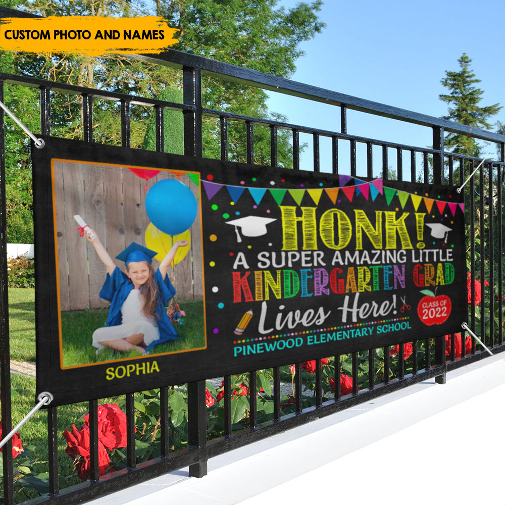 Honk For Amazing Little Grad - Personalized Kindergarten Graduate Banner