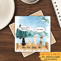 Thumbnail for Personalized Pet Memorial Square Stone Coasters-Dog Cat Loss Gifts-Pet Bereavement Gift-DOG & CAT-Lake - Jonxifon