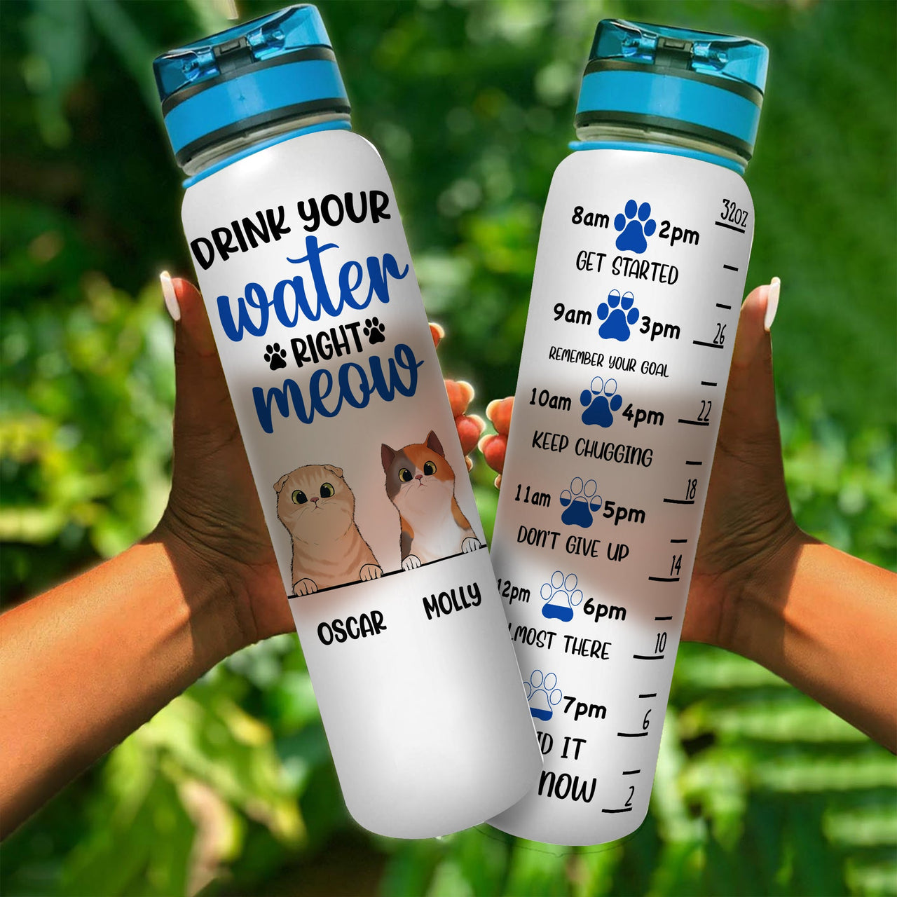 Drink your meow water - Custom Water Tracker Bottle