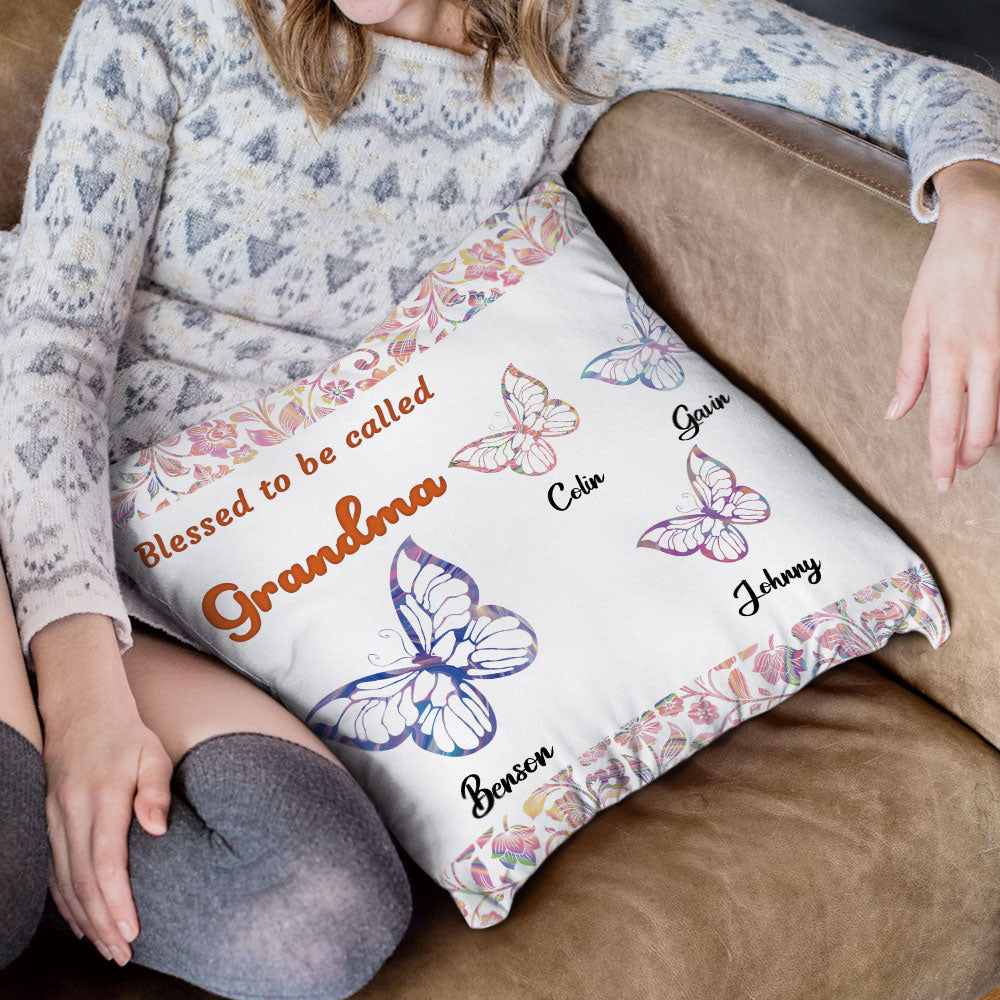 Blessed To Be Called Grandma Butterflies Personalized Pillow - Jonxifon