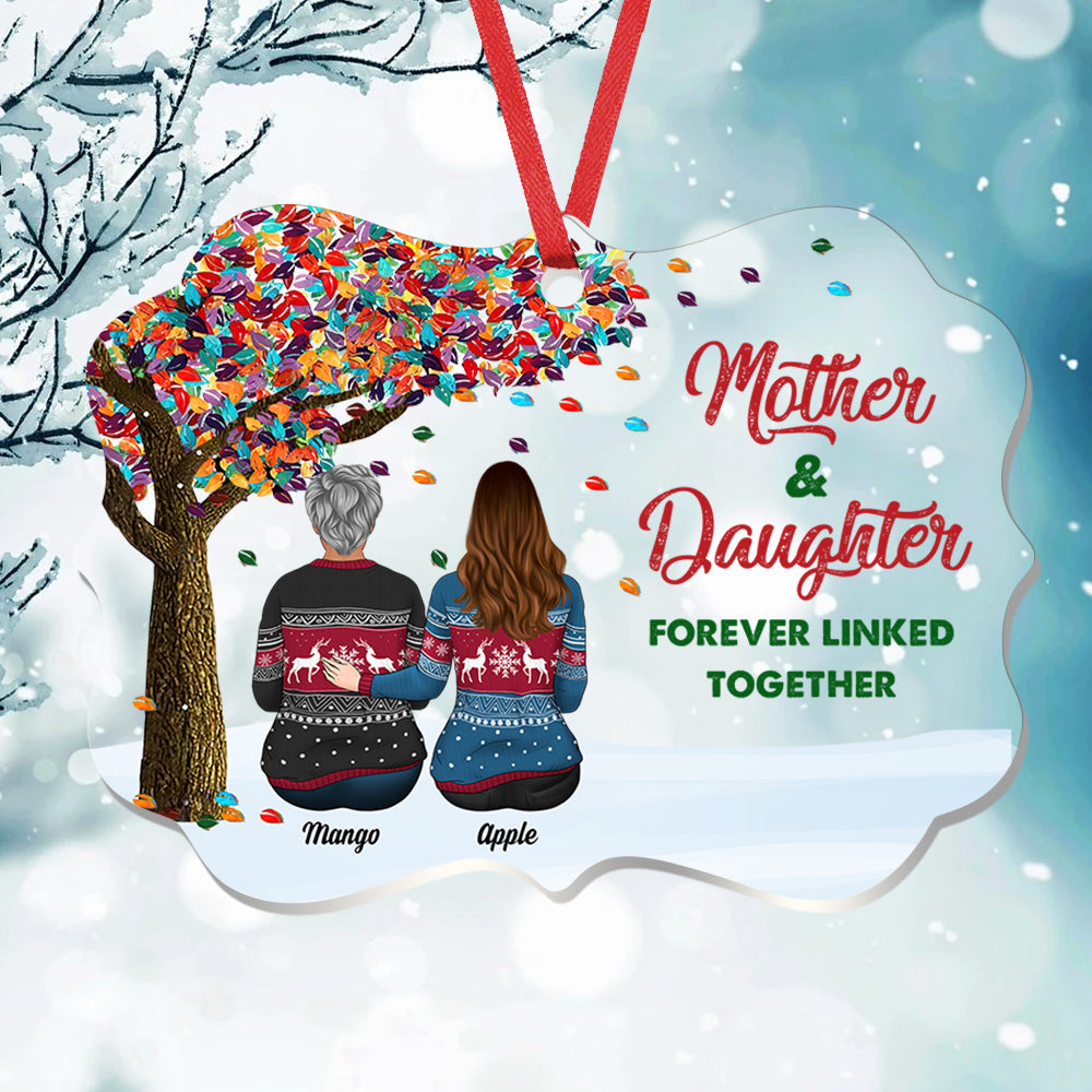 Personalized Mom Grandma Tree Daughters Acrylic Benelux Ornament, Customized Holiday Ornament CHI-YEN