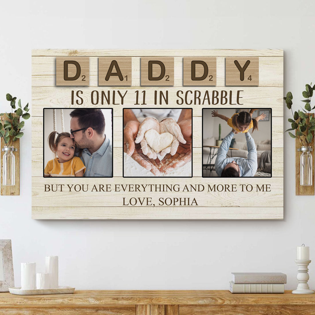 Daddy Is Only 11 In Scrabble Personalized Canvas